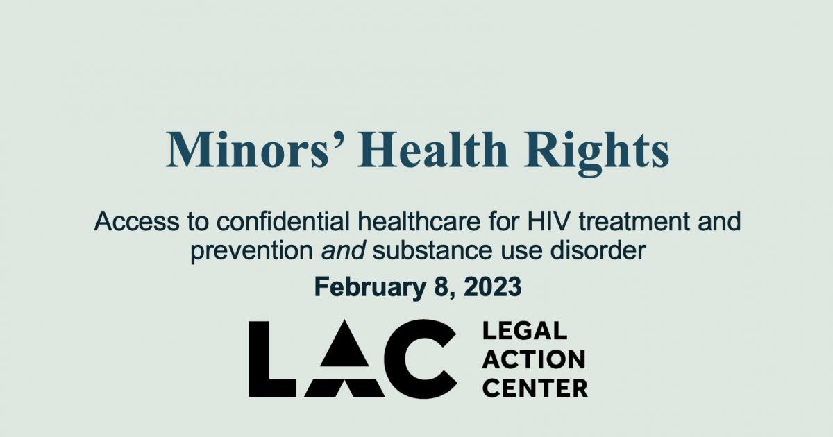 Legal Action Center Minors Health Rights Access to Confidential