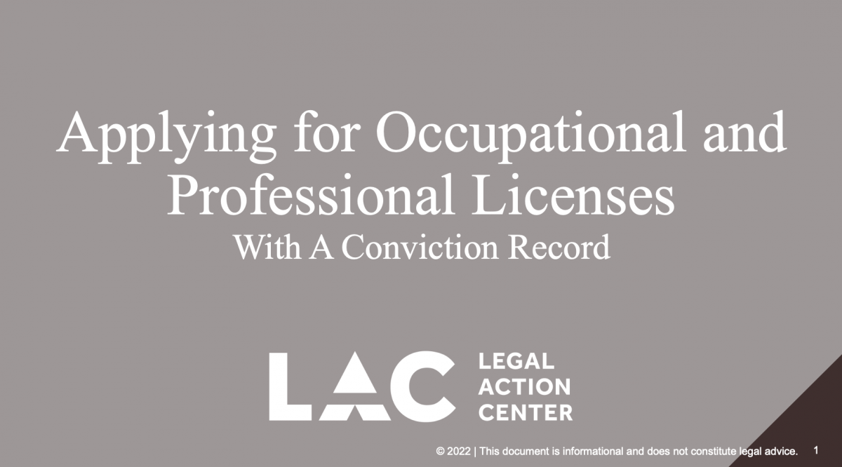 Legal Action Center  Applying for Occupational and Professional…